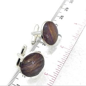 Cufflinks silver plated handcrafted glass